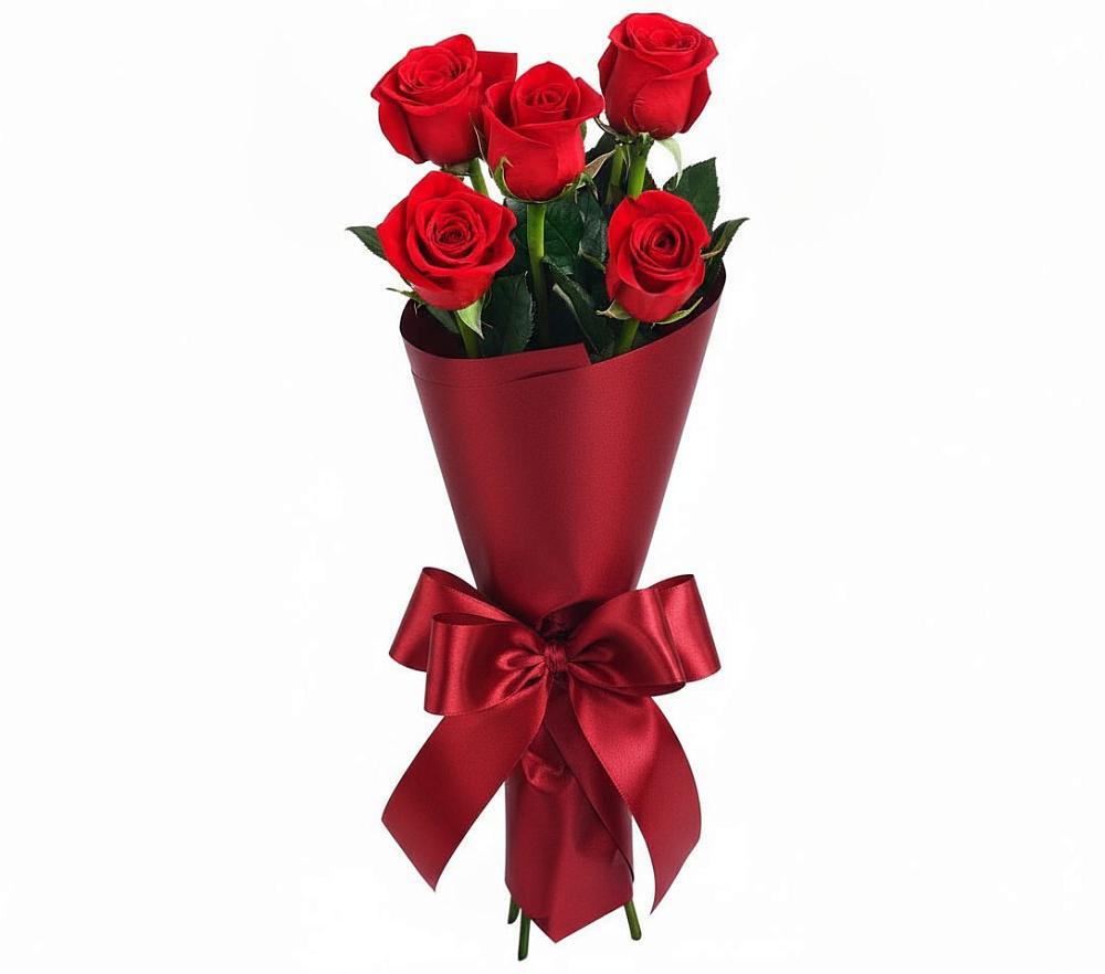 Букет 5 Красных роз Эдлесс Лав в Укромном