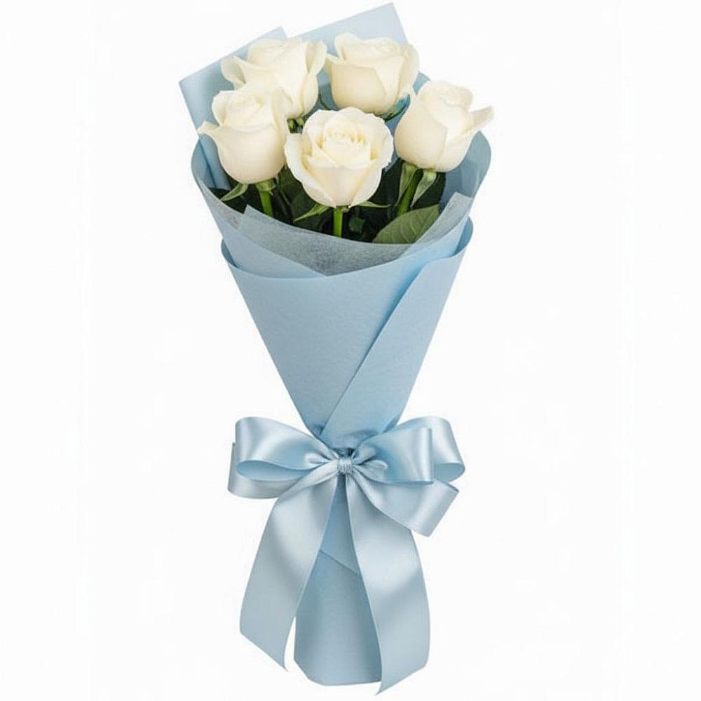 Букет 5 Белых роз Проуд в Укромном