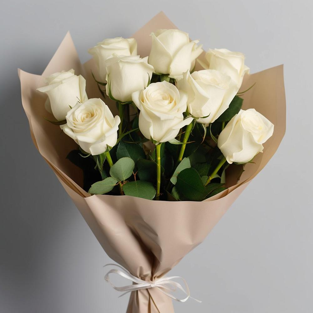 Букет 9 Белых роз Эдлесс Лав в Укромном