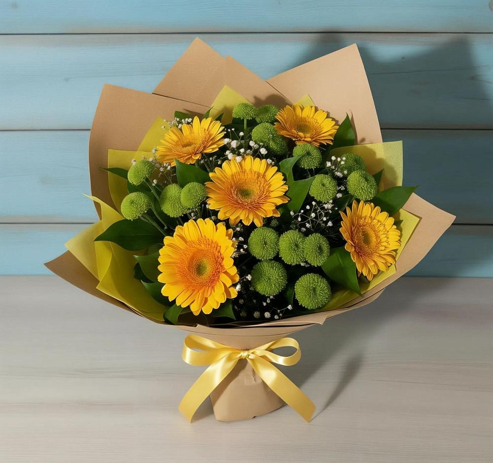 Букет цветов из: Герберы и Хризантемы в Укромном