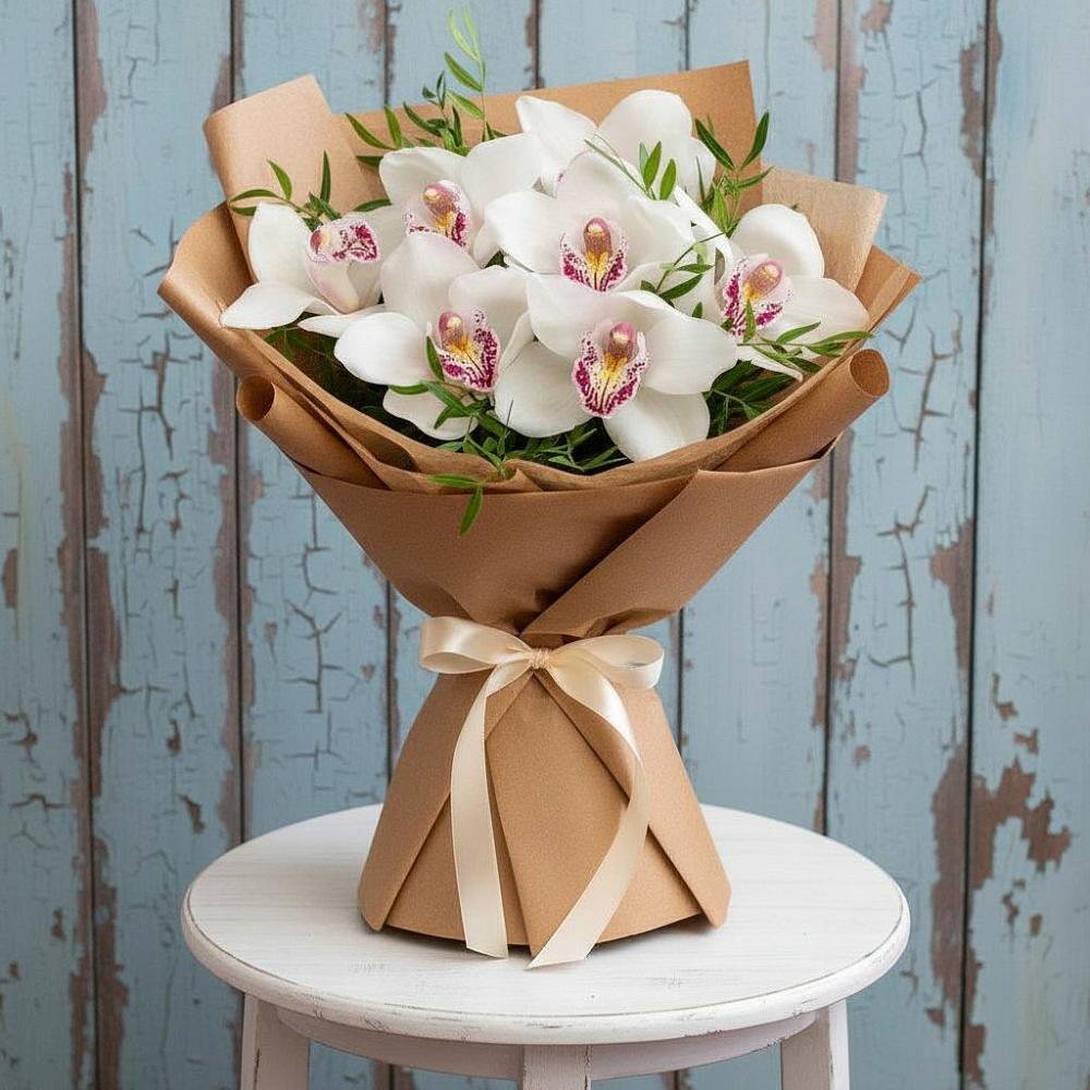 Букет цветов из: Орхидеи и Розы в Укромном