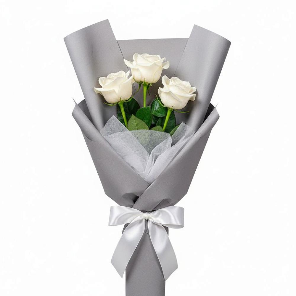 Букет 3 белые розы в Укромном