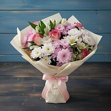 Букет цветов из:  Хризантемы, Альстромерии и Розы в Укромном