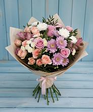 Букет цветов из:  Хризантемы, Розы и Альстромерии #REPLACE_PRED# Укромном