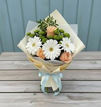 Букет цветов из:  Герберы, Розы и Хризантемы #REPLACE_PRED# Укромном
