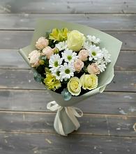 Букет цветов из:  Альстромерии, Розы и Хризантемы в Укромном